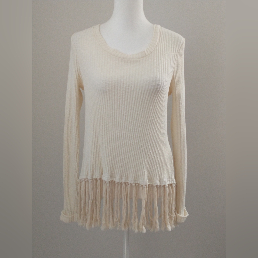 Eri+ Ali Anthropologie Ribbed Cotton Fringe Sweater XS